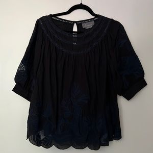 Navy Anthropologie Blouse